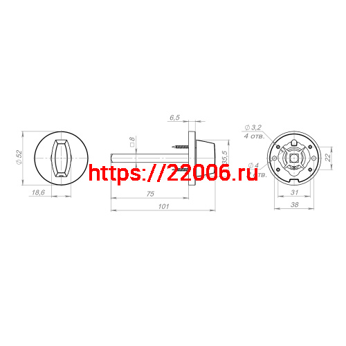 Ручка Fuaro (Фуаро) поворотная BKW8x75.R.RLR52 GR-23 графит фото 3