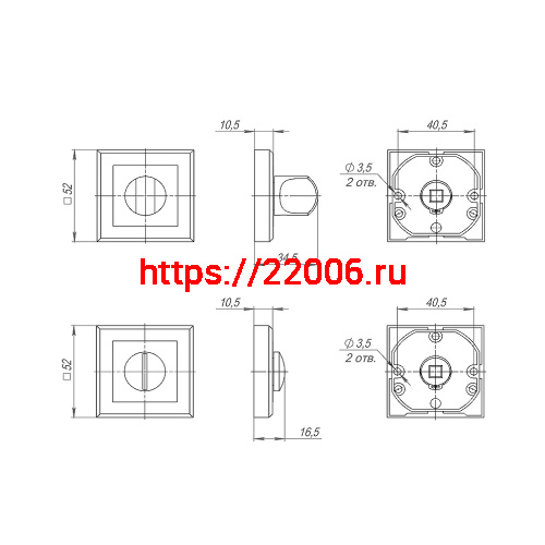 Ручка Punto (Пунто) поворотная BK6.K.QL52 (BK6 QL) SN/CP-3 матовый никель/хром фото 3