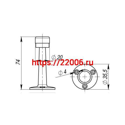 Упор Armadillo (Армадилло) дверной настенный STOPPER/ZA033 (DH033ZA) SG-4 мат.золото фото 3