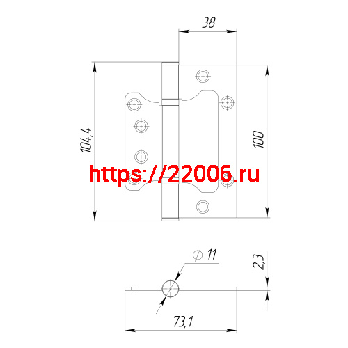 Петля Ajax (Аякс) универсальная без врезки IN4000W AB (100/P-2B 100x2,3) бронза фото 4