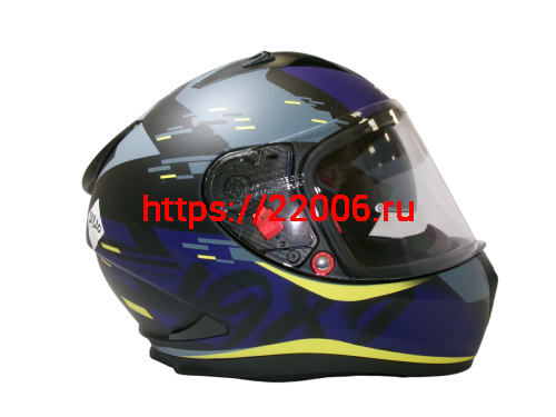 Шлем TVS RACING (Индия) STREET D/V DULL BLACK M.BLUE размер L, + пинлок в комплекте, очки фото 5