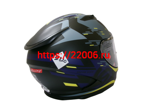 Шлем TVS RACING (Индия) STREET D/V DULL BLACK M.BLUE размер M, + пинлок в комплекте, очки фото 4