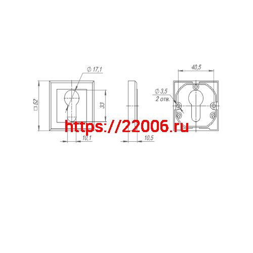Накладка Punto (Пунто) под цилиндр ET.K.QL52 (ET QL) GR/CP-23 графит/хром фото 3