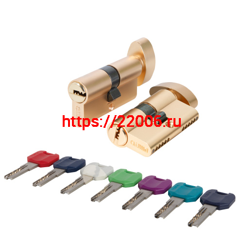 Цилиндровый Punto (Пунто) механизм MaxPro7002Knob52mm(21+10+21) SSG сатин.золото 7key с вертушкой