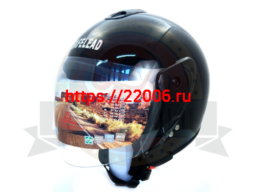 Шлем открытый "Safelead" HF-217"колобки с доп. стеклом" deep синий, красный черный, размер XL