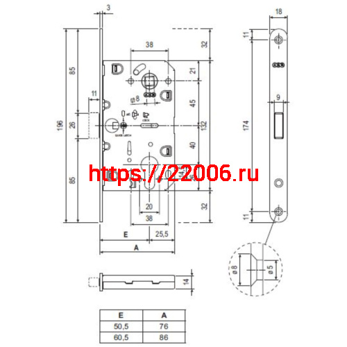 Корпус AGB (АГБ) замка магнит. под цил. MEDIANA POLARIS B06103.50.03.567 с отв. планкой B02402.05 (лат) фото 4