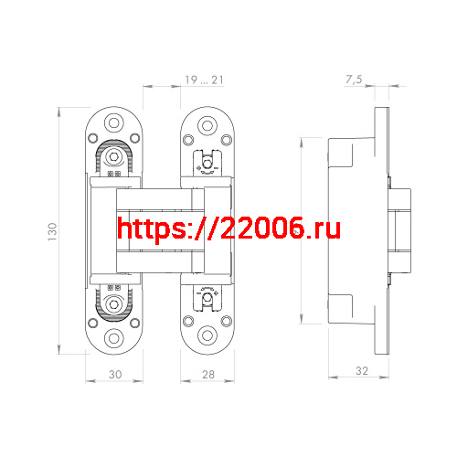 Петля Armadillo (Армадилло) скрытой установки U3D5000.VPG GP золото TECH фото 4