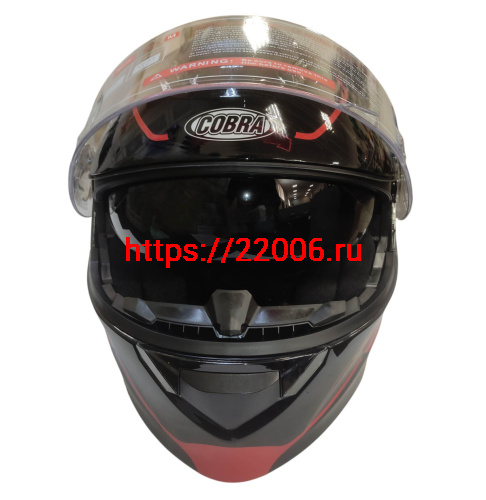 Шлем модуляр COBRA EC H271, черный/красный, черный/лайм, черный/оранжевый FOSH, размер L фото 2