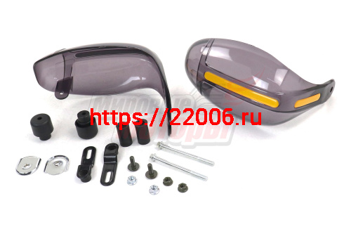 Защита рук Alpha с крепежами (тонированный пластик, со светоотражающими полосами) ПАРА